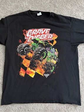 Vintage 2000s Grave Digger Monster Jam T Shirt Delta Pro Weight Black 21x26